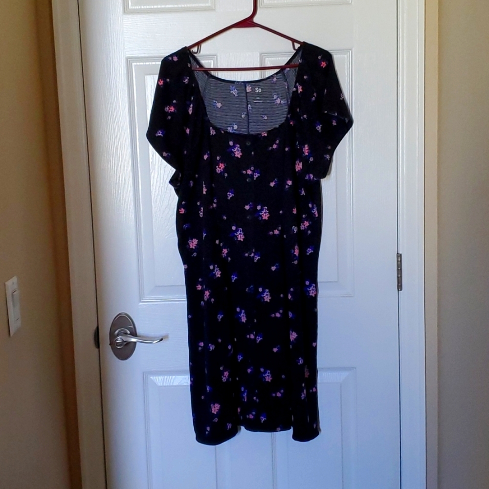 Black floral button dress